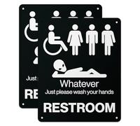 101SIGNCITY - 8 x 10 inch, 2PK, Aluminum Restroom Sign - Whatever, Just Please Wash your Hands Restroom Sign with Protective Film for Outdoor Use