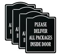 101SIGNCITY - 8 x 10 inch, 4PK, Aluminum Package Delivery Sign - Please, Deliver All Packages to the Inside Door Sign with Protective Film for Outdoor Use