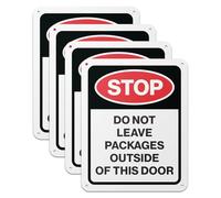 101SIGNCITY - 8 x 10 inch, 4PK, Aluminum Package Delivery Sign - Stop, Do Not Leave Packages Outside this Door Sign with Protective Film for Outdoor Use