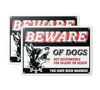 101SignCity "Beware of Dogs, Not Responsible for Injury Or Death, You Have Been Warned!" Caution Sign for Yards, Homes, and Private Properties - 10" x 7" Aluminum, 2 Pack