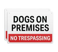 101SignCity "Dogs on Premises: No Trespassing" Security Sign for Private Properties - 10" x 7" Aluminum, 2 Pack