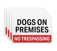 101SignCity "Dogs on Premises: No Trespassing" Security Sign for Private Properties - 10" x 7" Aluminum, 4 Pack