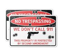 101SignCity "No Trespassing We Don't Call 911, This Property Is Protected By Second Amendment" Yard Sign for Security, Privacy, and Home Protection - 18" x 12" Aluminum, 2 Pack