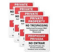 101SIGNCITY Private Property No Trespassing Sign - 10" x 14" Reflective Rustproof Aluminum, Bilingual Weatherproof Outdoor Security Sign for Fence, Gate or Wall (4 pack)