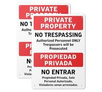 101SIGNCITY Private Property No Trespassing Sign - 10" x 14" Reflective Rustproof Aluminum, Bilingual Weatherproof Outdoor Security Sign for Fence, Gate or Wall (2 pack)