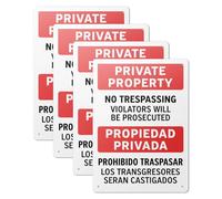 101SIGNCITY Private Property No Trespassing Sign - 10" x 14" Rustproof Laminated Aluminum, Bilingual Security Yard Sign for Private Properties (4 pack)