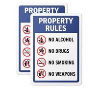 101SignCity "Property Rules: No Alcohol, No Drugs, No Smoking, No Weapons" Sign for Homes, Airbnb, Businesses, Private Properties - 10" x 14" Aluminum, 2 Pack