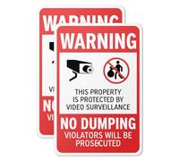 101SignCity "Warning, This Property Is Protected By Video Surveillance, No Dumping Violators Will Be Prosecuted" Security Sign for Businesses and Homes - 12" x 18" Aluminum, 2 Pack