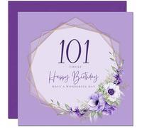 101st Birthday Card for Men women - Floral Beautiful Birthday Card for 101 Year old Woman Ladies Grandma Nan Mum Aunt Nan Friend Sister Nanny
