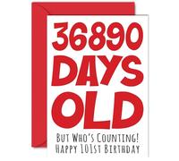 101st Birthday Card for Men Women Him Her - 36890 Days Old - Funny Adult Happy Birthday Card for Grandma Nan Grandad Gran Mum Dad, A5 Humour Joke Greeting Cards