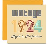 101st Birthday Cards for Men Women - Vintage 1924 Aged To Perfection - 101 Birthday Card Funny for Her Him, 145mm Greeting Cards Great Grandad Grandma Granny Nanny Nan