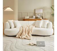 102.36" Curved Sectal Sofa Modern Boucle Upholstery Couch with 4 Pillows White Sectal Sofa for Living Room table &