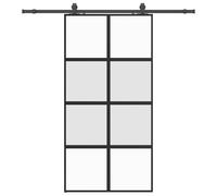 vidaXL Sliding Door with Hardware Set Black 102.5x205 cm Tempered Glass, Interior Door, Sliding barn Door, Interior Sliding Door
