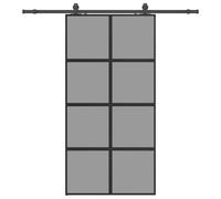 vidaXL Sliding Door with Hardware Set Black 102.5x205 cm Tempered Glass