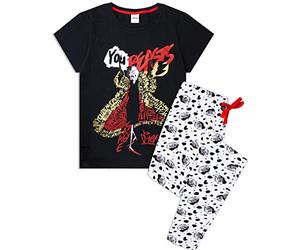 102 Dalmatians Cruella De Vil You Beasts Women's Lounge Pants & T-Shirt Pyjama Set Black