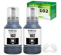 102 Ink Compatible with Epson 102 ink refill bottles Multipack for EcoTank ET-2856 ET-3850 ET-15000 ET-2850 ET-4850 ET-4750 ET-4856 ET-2851 ET-2750 ET-2750 printer 7500 page (2 Pack, Black x 2)