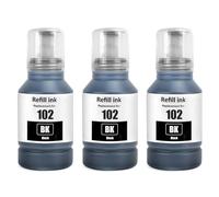 102 ink ET-2850 ET-3850 ET-2856 ET-4856 ink bottle Compatible with Epson 102 Ink cartridges Multipack for Ecotank ET-4850 ET-2756 ET-4750 ET-2851 ET-15000 (3 Pack - Black × 3)