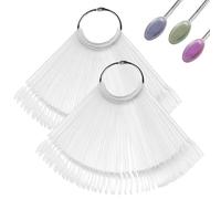 102 Pcs Nail Swatch Sticks, 100 Nail Swatches, 2 Iron Ring, Clear Swatches Sticks, Fan-shaped Nails Display Stick, Display Ring for Nails Gel Polish Practice, Gel Polish Practice