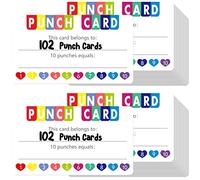 102 PCS Punch Cards, Heart Shaped Incentive Reward Cards Business Size Student Award Cards Boost Creativity & Skills Development for Business, Classroom, Kids Behavior, Students, Teachers, 3.5” x 2”