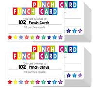 102 PCS Punch Cards, Star Shaped Incentive Reward Cards Business Size Student Award Cards Boost Creativity & Skills Development for Business, Classroom, Kids Behavior, Students, Teachers, 3.5” x 2”