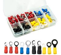 102 Pcs Ring Crimp Terminals Connectors, O-Type Electrical Wire Connectors Insulated Assortment Kit for Automotive Car Motorcycle Boats Electric Instruments, 10 Size