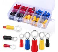 102 Pcs Ring Crimp Terminals Connectors, O-Type Insulated Electrical Wire Connectors Insulated Assortment Kit for Automotive Car Motorcycle Boats Electric Instruments, 10 Size