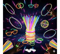 102-Piece Glow Sticks Ultimate Creative Kit, 62 Non-Toxic Glow Sticks 8" & Mini, 40 Specialty Connectors for Rings, Earrings, Glasses & Balls Long-Lasting Party Favors Bulk Pack Glow in the Dark