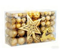 102 Pieces Christmas Tree Baubles Set - Assorted Gold Decorations - Shatterproof Hanging Ornaments for Xmas Trees, Wreath, Garland - Balls Decor