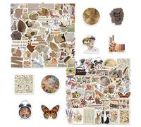 102 Retro Decorative DIY Scrapbook Stickers, Self-Adhesive Artistic Handbook PVC Stickers, Waterproof, Non-Reptitive, Suitable for Photo Albums
