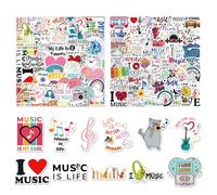 102 Stück Music Motivation Stickers for Laptops, Vinyl Music Stickers for Water Bottles, Guitars, Music Sticker Set Gift for Adults, Teens, Students, Women, Men