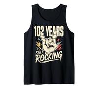 102 Years Still Rocking 102nd Birthday Funny 102 Biker Tank Top