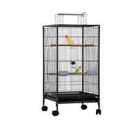 102cm Bird Cage, Metal Large Parrot Cage with Open Play Top, Budgie Cage with Rolling Stand & Slide-Out Tray & Feeders, for Budgie Cockatiel Parakeet Canary