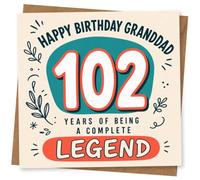 102nd Birthday Card for Grandad, Bold Design