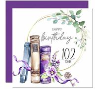 102nd Birthday Card for women Floral Watercolour Book Beautiful Birthday Card for 102 Year old Woman Ladies Grandma Nan Mum Aunt Nan Friend Sister Nanny