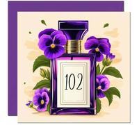 102nd Birthday Card for women - Purple Pansy Flower Bottle - Beautiful Birthday Card for 102 Year old Woman Ladies Grandma Nan Mum Aunt Nan Friend Sister Nanny