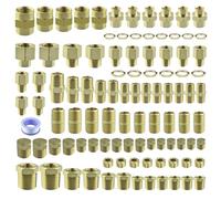 102PCS Brass Pipe Fittings Assortment Kit NPT Adapter, Hex Nipple, Reducer Bushing, Coupling, Reducer Busing, Close Nipple, Hex Head Plug, BulkHead Nut & Countersunk Plug NPT Fittings Kits
