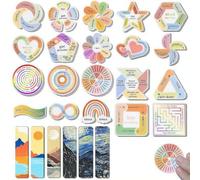 102PCS Calm Anxiety Sensory Stickers,Touch-Guided Breathing Mindfulness Stickers,CalmStickers Textured Sensory Strips Anxiety Relief Items Mental Health Fidgets,Anti Stress Calming Mood for Office