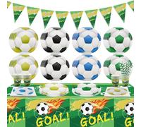 102Pcs Football Party Decorations - Football Party Supplies Including Football Plates, Napkins, Cups, Birthday Banner for Kids Football Theme Fan Sports Event Game Day Party Supplies, Serve 20 (M)