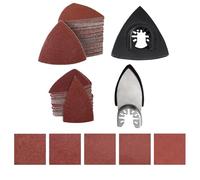 102Pcs Oscillating Tool Detail Sanding Pads Kit, 1Pc Triangular 1Pc Finger Sanding Pad, 100 sheets Sandpaper 60/80/120/180/240 Grits Hook&Loop Multitool Accessories for Wood/Plaster etc Polish Sanding