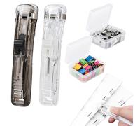 102PCS Plastic Paper Clam Dispenser,2 Pcs Handheld Clam Clip Dispensers with 100 Portable Mixed Color Metal Refill Replacement Clips,Reusable Lightweight for School Office Home Foldback Clips