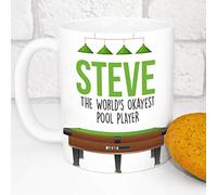 103 Designs Personalised Mug - Funny Secret Santa Gift - Add A Message - World's Okayest (Pool Player) - 11oz - Ceramic - Round Coffee Cup