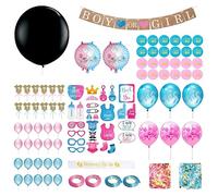 103 Pcs Gender Reveal Decorations - Balloons, Boy or Girl Banner, Confetti, Stickers - Baby Shower Party Supplies