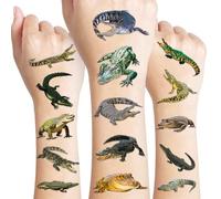 103 PCS Halloween Realistic Crocodile Alligator Temporary Tattoos Sticker Reptile Crocodile Animal Birthday Party Decorations Supplies Favors Decor Gifts Boys Girls Fake Tattoo School Reward Themed
