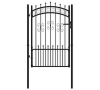 (103 x 200 cm) vidaXL Fence Gate with Spear Top Black Powder-coated Steel Fence Multi Sizes