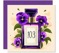 103rd Birthday Card for women - Purple Pansy Flower Bottle - Beautiful Birthday Card for 103 Year old Woman Ladies Grandma Nan Mum Aunt Nan Friend Sister Nanny