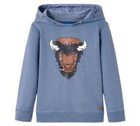 (104 (3-4y)) Kids' Hooded Sweatshirt Children Pullover Hoodie for Toddler Blue Melange