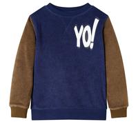 (104 (3-4y)) Kids' Sweatshirt Children Long Sleeves Pullover Patchwork Design Dark Navy