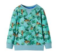 (104 (3-4y)) Kids' Sweatshirt Children Pullover Floral and Tiger Print Light Green Melange