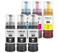 104 ink compatible with Epson 104 ink cartridges, refill ink for ecotank ET-1810 ET-2810 ET-2820 ET-2870 ET-2814 ET-2815 ET-2825 ET-2826 ET-2830 ET-2840 ET-2840 ET 2862 ET-2870 ET-2876 ET-4800 ET-4810