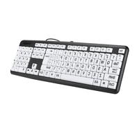 104 Keys Large Key Keyboard Black Low Vision Keyboard USB Wired Computer Keyboard Old People Keyboard with White Large Print Keys for Elderly Seniors Visually Impaired(Black)